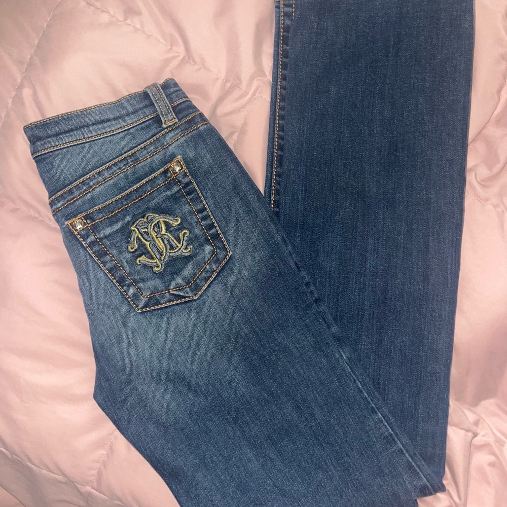 Roberto Cavalli gold embellished Boot Cut Jeans